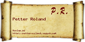 Petter Roland névjegykártya